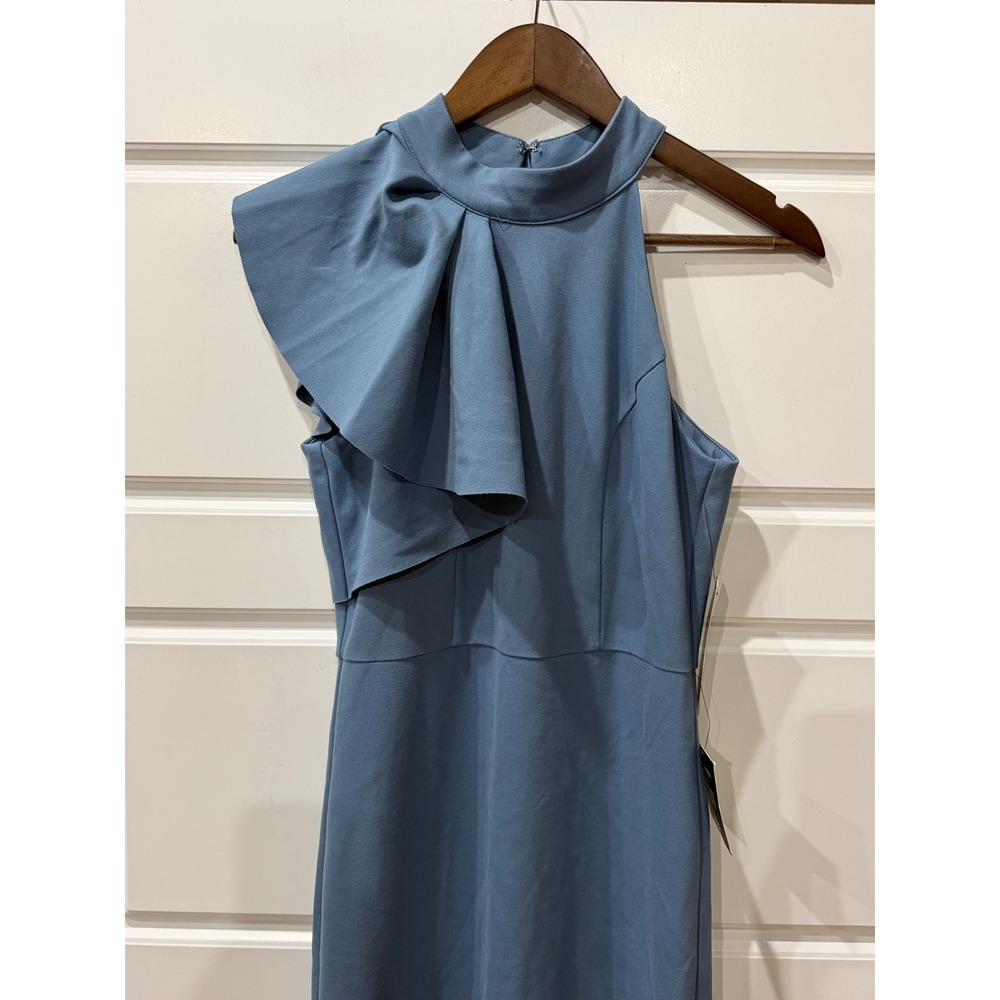 Lulus Slate Blue Margaux One Shoulder Ruffle Maxi Dress Size Small Formal - Picture 3 of 10